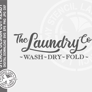 The Laundry Co 1274 Stencil Digital Download Laser Cricut Cut Ready Design - .svg .eps .dxf .png .jpg Fichiers