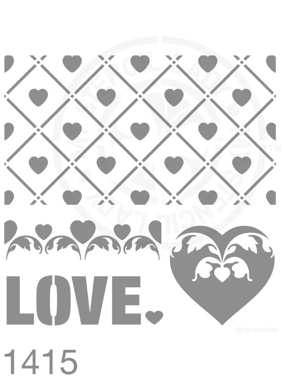1 Piece mylar 14 Mil Hearts/valentines Day Stencils 
