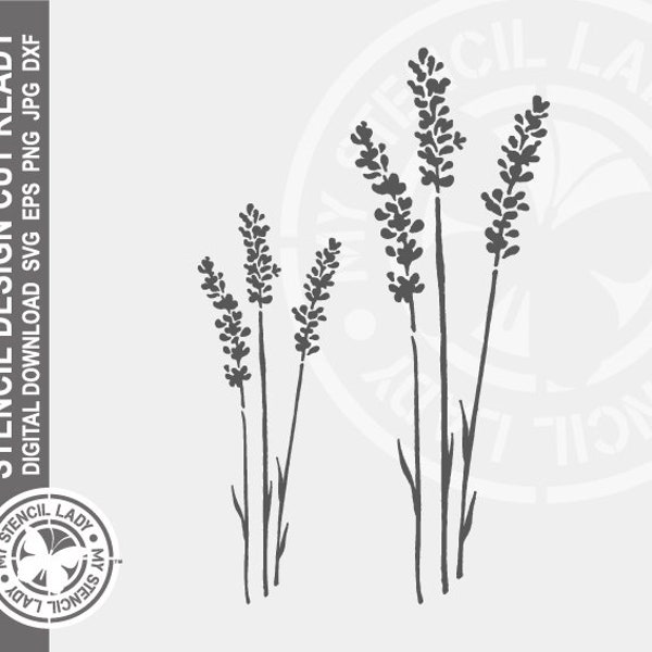 Lavender 804 Stencil Digital Download Laser Cricut Cut Ready Design - .svg .eps .dxf .png .jpg Fichiers
