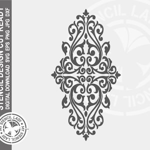 Damask Single 1675 Stencil Digitale Download Laser Cricut Cut Ready Design - .svg .eps .dxf .png .jpg bestanden