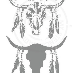 Cow Skulls Stencil 1034 Design Reusable Mylar Painting and Cake Decorating Template