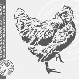Szablon kurczaka 1425 do pobrania w wersji cyfrowej, gotowy do cięcia laserowego Cricut - pliki w formatach .svg .eps .dxf .png .jpg - TYLKO PLIKI CYFROWE