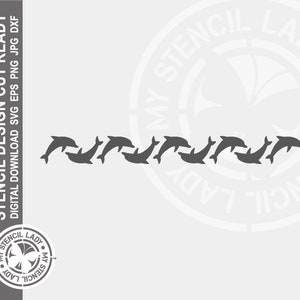 Delfin Borde 1586 Schablone Digital Download Laser Cricut Cut Ready Design - .svg .eps .dxf .png .jpg Dateien