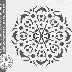 Delphin Mandala Rad 421 Schablone Digital Download Laser Cricut Cut Ready Design - .svg .eps .dxf .png .jpg Dateien