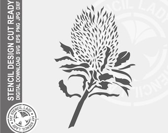 Banksia 1464 Stencil Digital Download Laser Cricut Cut Ready Design - .svg .eps .dxf .png .jpg Files - DIGITAL FILES ONLY
