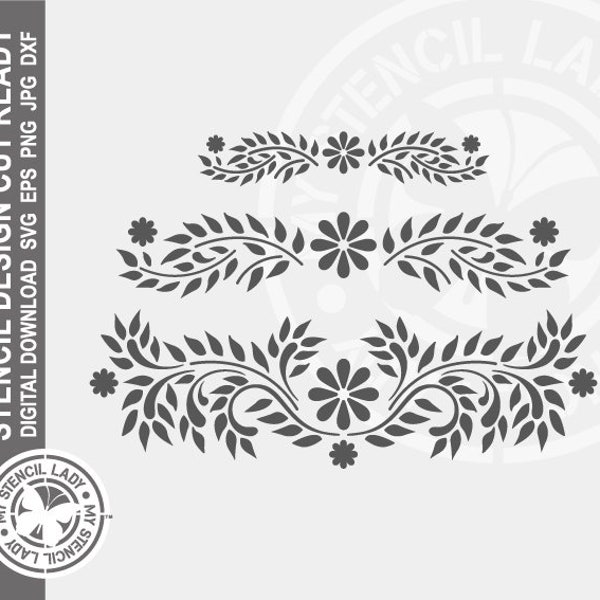 Bone Inlay Floral 795 Stencil Digital Download Laser Cricut Cut Ready Design - .svg .eps .dxf .png .jpg Fichiers