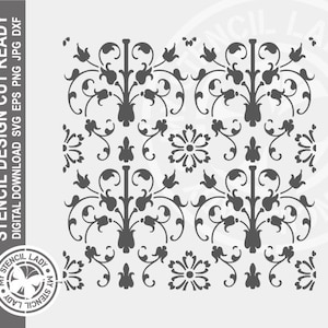 Damask 1249 Stencil Digital Download Laser Cricut Cut Ready Design - .svg .eps .dxf .png .jpg Files