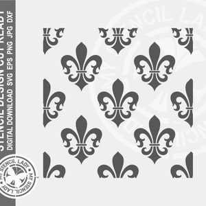 Fleur de lis Pattern 1690 Stencil Digital Download Laser Cricut Cut Ready Design - .svg .eps .dxf .png .jpg Files