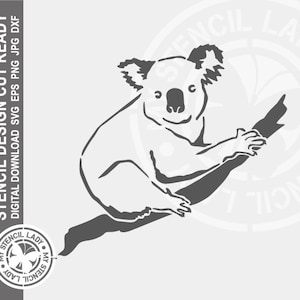 Koala 442 Stencil Digital Download Laser Cricut Cut Ready Design - .svg .eps .dxf .png .jpg Files