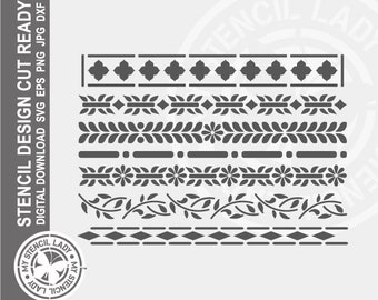 Bone Inlay 7 Borders Stencil Digital Download Laser Cricut Cut Ready Design - .svg .eps .dxf .png .jpg Files - DIGITAL FILES ONLY