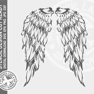 Angel Wings Pair 338 Stencil Digital Download Laser Cricut Cut Ready Design - .svg .eps .dxf .png .jpg Fichiers