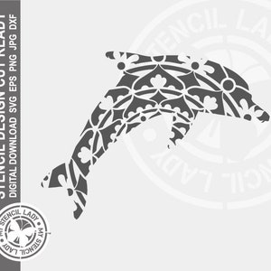 Delfin Gemustert 1439 Schablone Digital Download Laser Cricut Cut Ready Design - .svg .eps .dxf .png .jpg Dateien