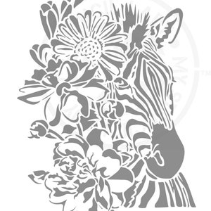Zebra Florals Stencil 1805 Animal Flowers reusable art, craft, furniture mylar templates and stencils