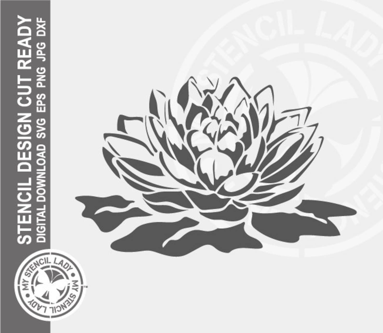 Water Lily 1493 Stencil Digital Download Laser Cricut Cut Ready Design water-lily-1493-stencil-digital-download-laser-cricut-cut-ready-design