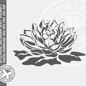 Water Lily 1493 Stencil Digital Download Laser Cricut Cut Ready Design - Arquivos .svg .eps .dxf .png .jpg