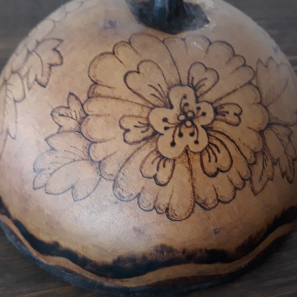 Shaker with Western Rose Design, aka Gourd Rattle, Folk Percussion, Musical Instrument, Folk Art, Bohemian, Rustic, Boho, Hippie