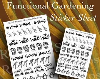 Gardening Planner Stickers: Harvest, Planting, Weeding (Sticker Sheet)