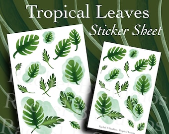 Tropical Leaves Sticker Sheet > Monstera and Jungle Leaves Planner Stickers