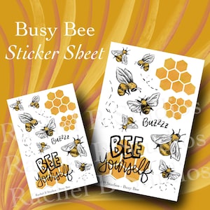 Busy Bee Sticker Sheet > Bumblebee Planner Stickers > Handmade Honeycomb Spring Stickers