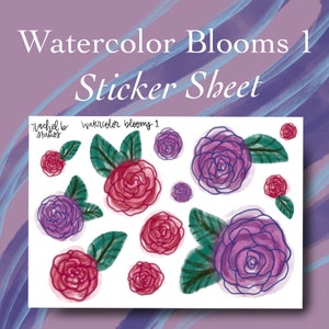 Aquarelle Blooms 1 > Floral Planner Sticker Sheet > Hand Drawn Paper Stickers