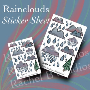Feuille d’autocollants Rainclouds > autocollants de planificateur de papier dessinés à la main