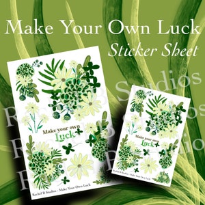Make Your Own Luck Sticker Sheet &gt; St. Patrick&#39;s Day Floral Planner Stickers &gt; Four Leaf Clover