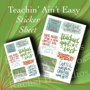 Teachin' Ain't Easy Sticker Sheet > Sassy Lehrer Zitate Planer Sticker > snarky Lehrer Hand Schriftzug