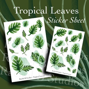 Feuille d’autocollants de feuilles tropicales > monstera et jungle Leaves Planner