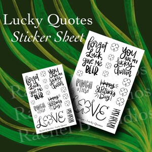 Lucky Quotes Sticker Sheet > St. Patrick's Day Planner Stickers > Hand Lettered Quotes Stickers