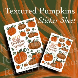 Feuille d'autocollants texturés pour citrouilles > Citrouilles orange et brunes Viney > Agenda de saison Hello Pumpkin