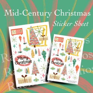 Mid-Century Weihnachten StickerBogen > Retro Mid Century Modern Planner Stickers