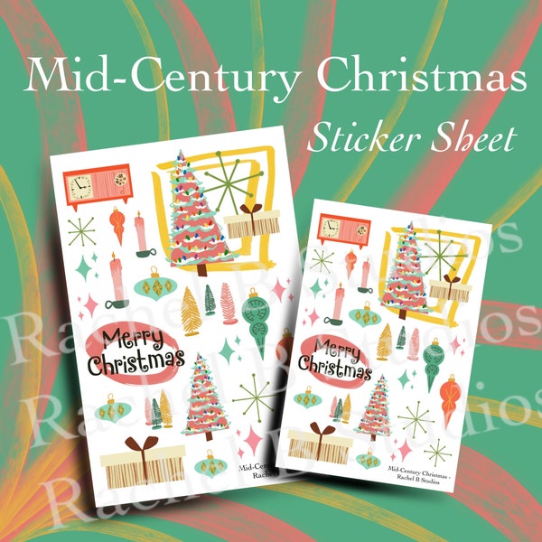 Mid-Century Christmas Sticker Sheet > Retro Mid Century Modern Planner Stickers