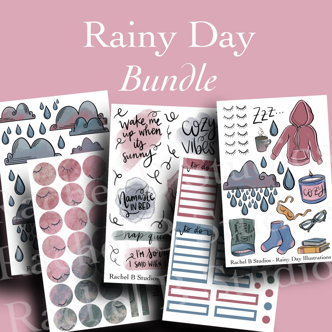 Rainy Day Sticker Sheet Bundle > Planner Sticker Kit Collection ...