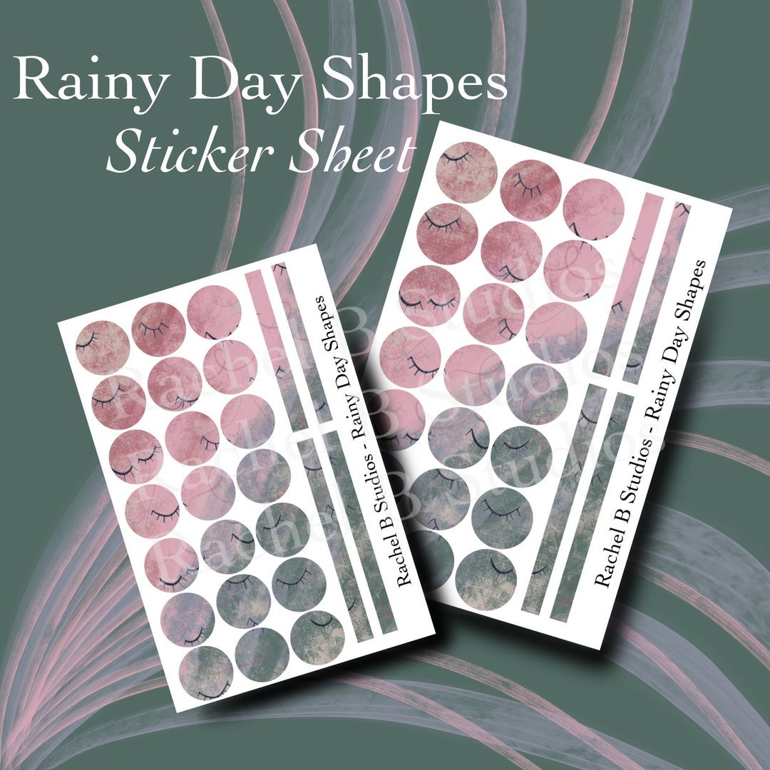 Rainy Day Shapes Sticker Sheet > Functional Paper Planner Stickers ...