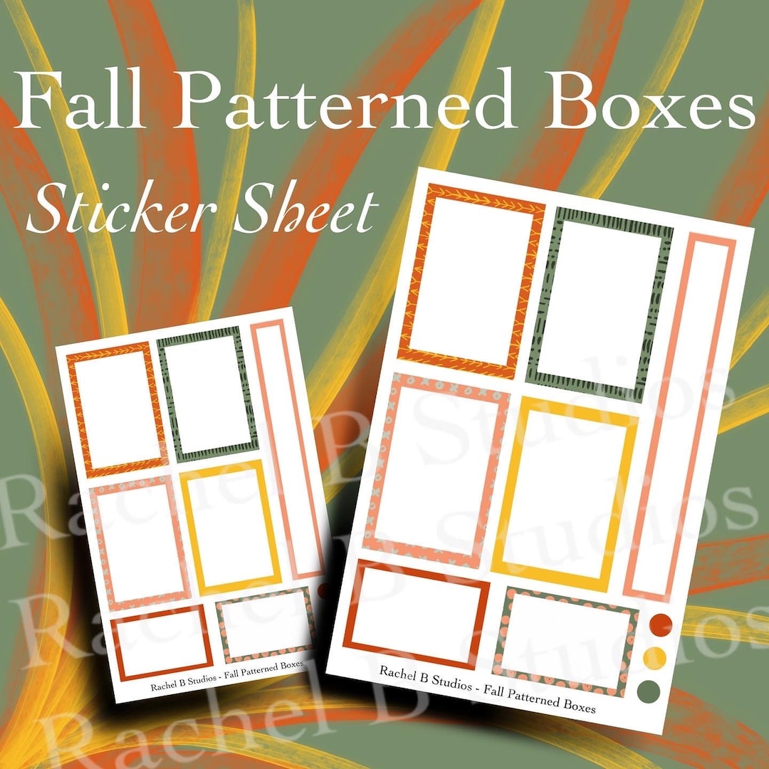 Fall Patterned Boxes Sticker Sheet > Functional Planner Colorful Box ...