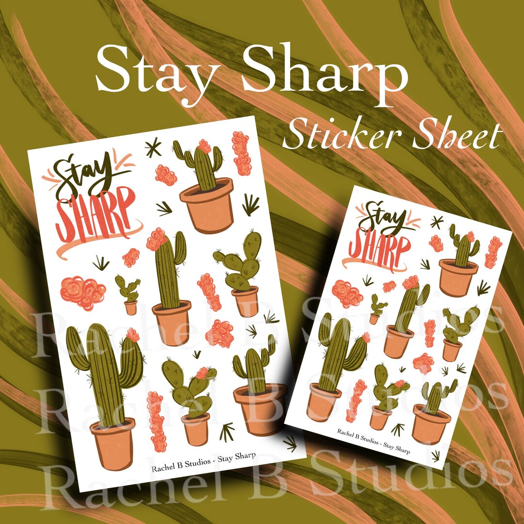 Stay Sharp Sticker Sheet > Cactus Punny Planner Stickers > Earthy Boho ...