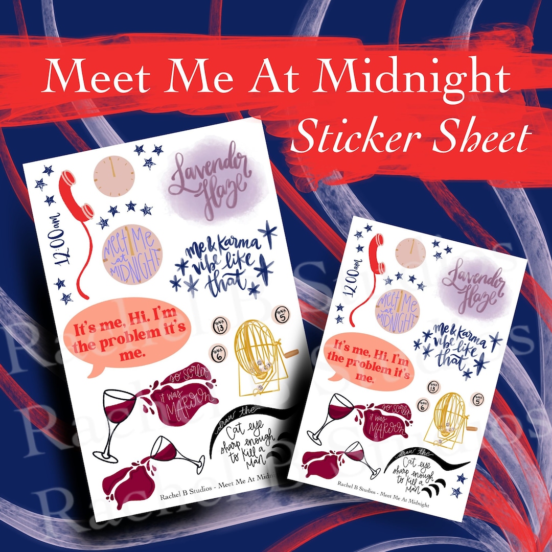 Meet Me at Midnight Sticker Sheet Taylor Song Lyric Midnights Album