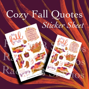 Cozy Fall Quotes Sticker Sheet &gt; Autumn Candle Socks Sweater &gt; Fall Cardigan Fuzzy Planner Stickers