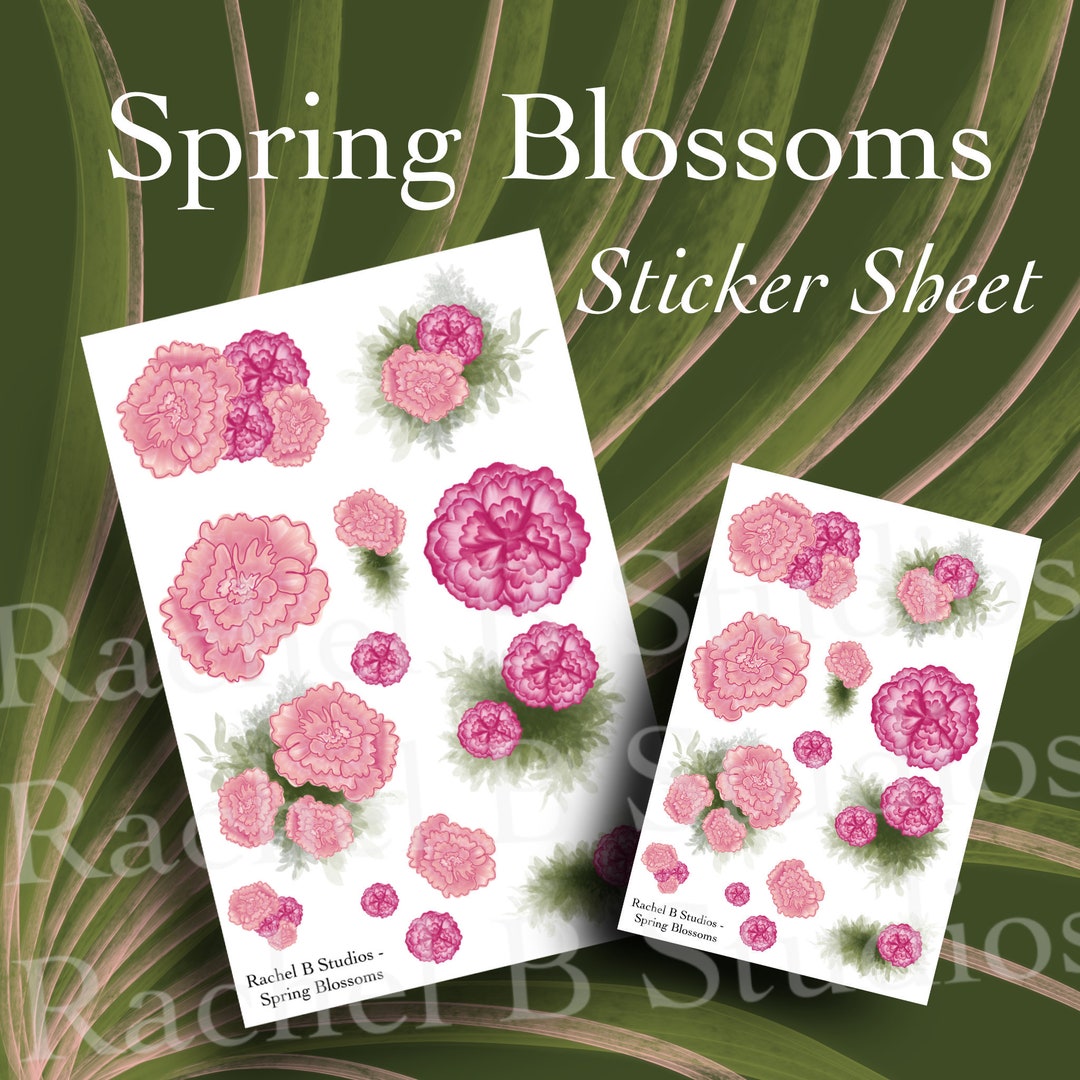 Spring Blossoms Sticker Sheet > Hand-drawn Floral Planner Stickers ...