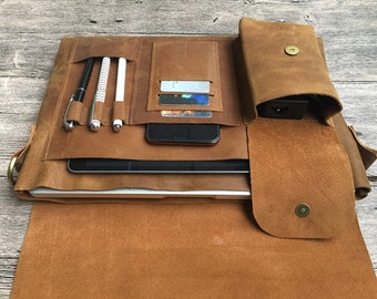 Custom laptop sleeve,Personalized Leather Vintage Distressed MacBook  pro 13”14"15" 16"Case Macbook Air 13 15 Leather Sleeve,ipad pro case