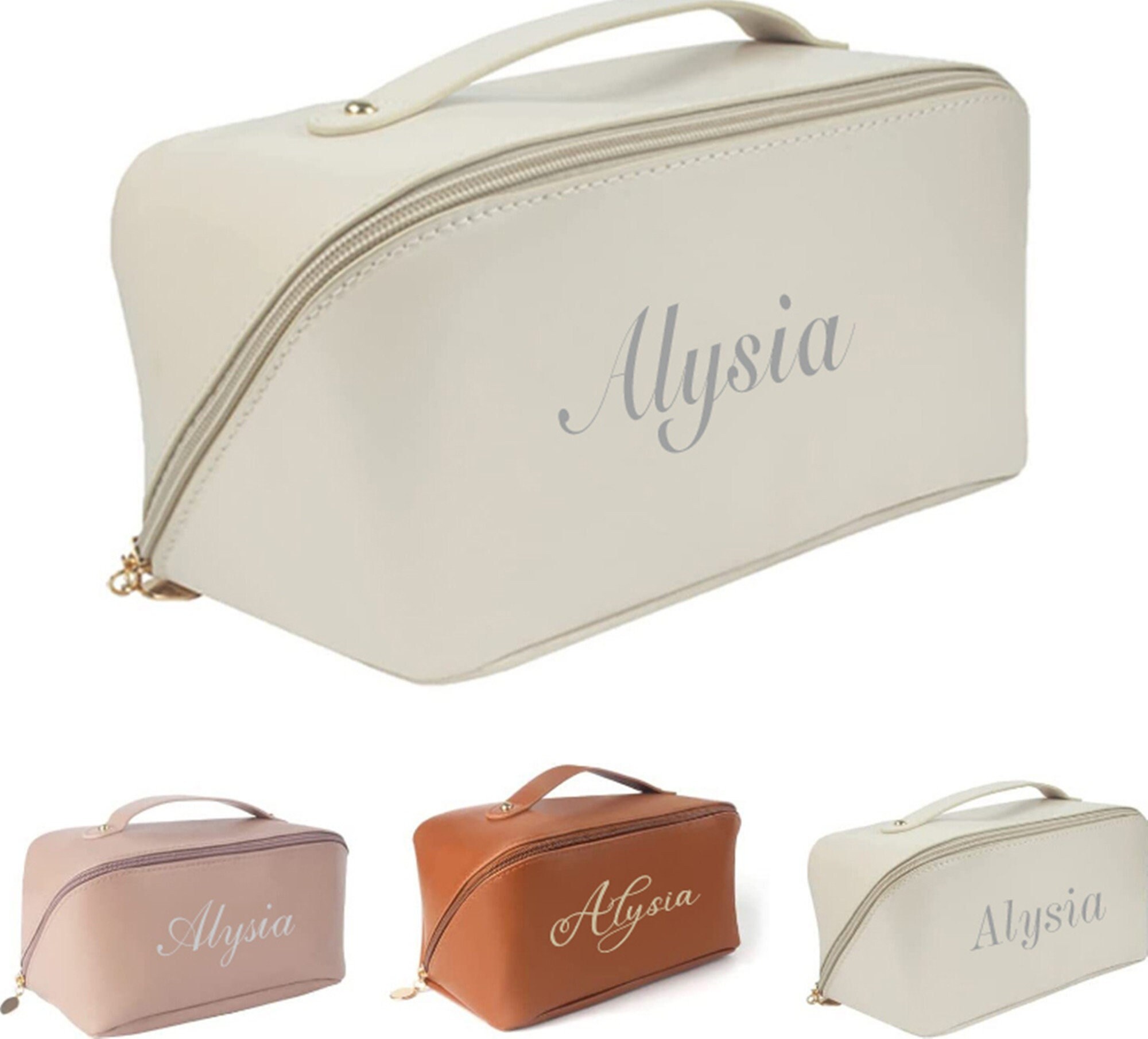 A-Z BAG Personalisierte Kosmetiktasche Mit Strass-Initiale – Makeup Bag Mit Glitzer, Geschenk Für Frauen