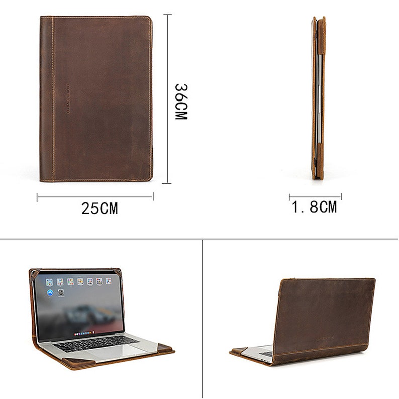 Leather MacBook air pro M2 Case. MacBook Pro 13 /14 Sleeve,Macbook Pro 15 cover,Double fold Leather MacBook Pro 16 Case,father's day gift image 9