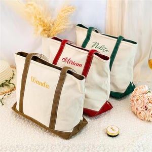 Benutzerdefinierte Canvas Tragetasche, personalisierte LOGO Einkaufstasche, Name Einkaufstasche, Brautjungfer Geschenktasche, bestickt mit Initialen benutzerdefinierte Tasche, personalisiertes Geschenk