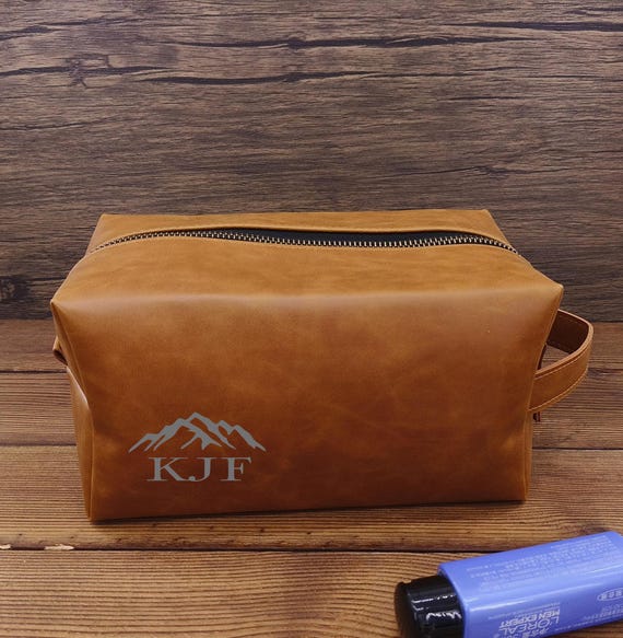 Personalized Leather Toiletry Bag: Engraved Groomsmen Gift