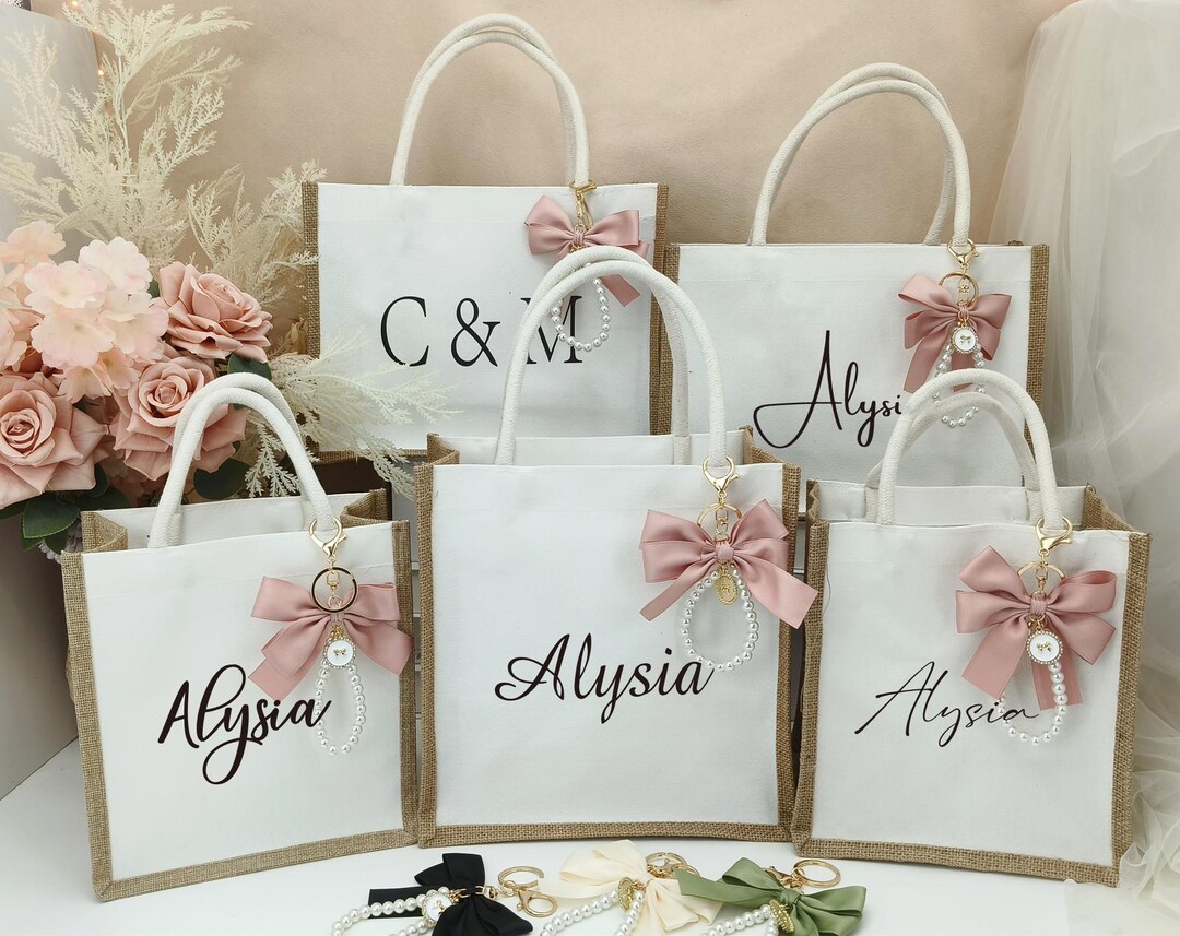 Personalized Burlap Bridesmaid Tote Bag, Custom Handmade Bag ...