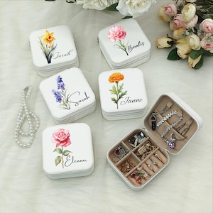 Regali personalizzati per lei, regali per la festa della mamma, portagioie da viaggio, regalo per damigelle d'onore, regalo di compleanno per donne, portagioie inciso