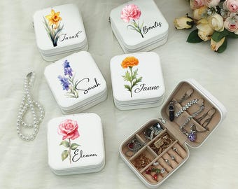 Personalisierte Geschenke für Sie, Muttertagsgeschenke, Reise Schmuckschatulle, Hochzeit Brautjungfer Geschenk, Geburtstagsgeschenk für Frauen, Schmuckschatulle mit Gravur