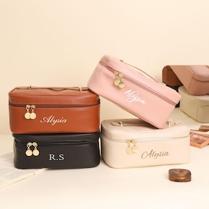 Trousse de maquillage personnalisée, trousse à maquillage personnalisée | trousse de maquillage de voyage personnalisée | cadeau personnalisé pour elle, cadeau pour demoiselle d'honneur, maquillage de voyage