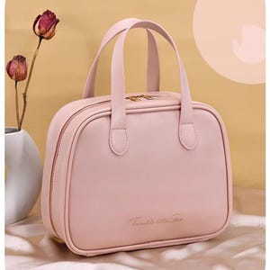 Personalized Vegan Leather Makeup Bag: Monogrammed Cosmetic Travel Bag image 8