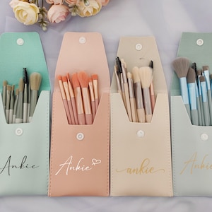 Trousse de maquillage personnalisée | à pinceaux pour demoiselle d'honneur | Cadeaux de mariage pour la douche nuptiale | Célibataire | Cadeau de fête pour elle